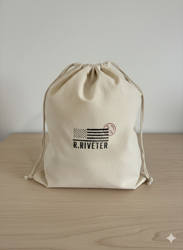 Hand Stamped Drawstring reusable Giftbag -Cotton