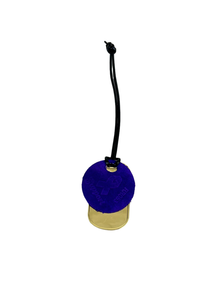 Purple Military Child Support Tag + Black Leather Strap