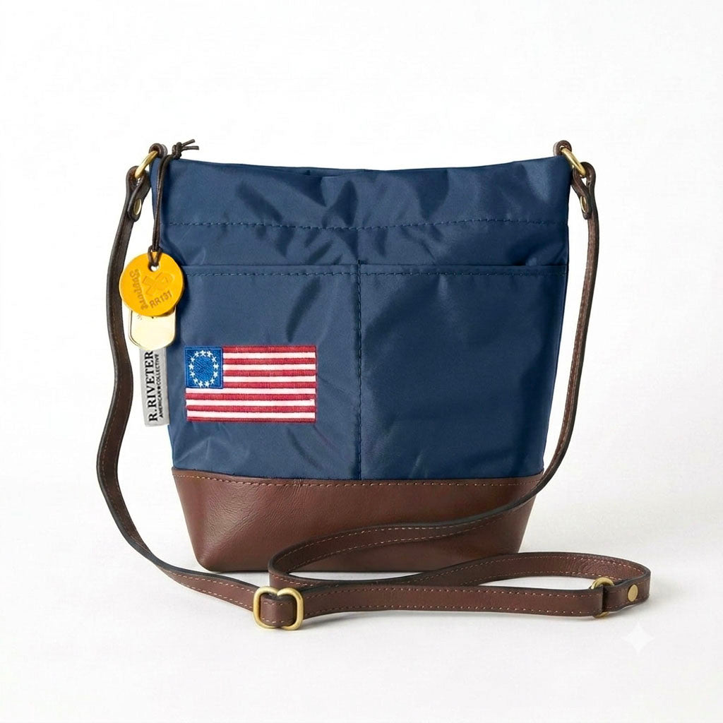 Betsy | USA 250 Navy Nylon + Brown Leather