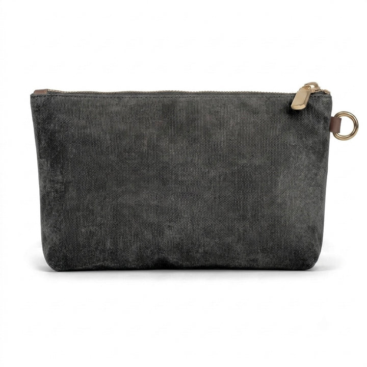 Lucy Large Zipper Pouch | Black Washed Canvas