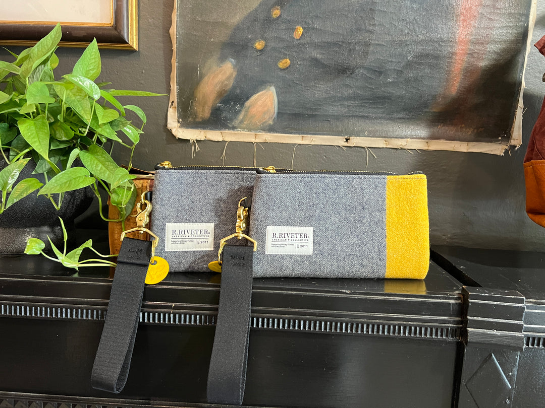 Zipper Pouch Wristlet | Limited Edition USMA Grey Uniform with Yellow Stripe