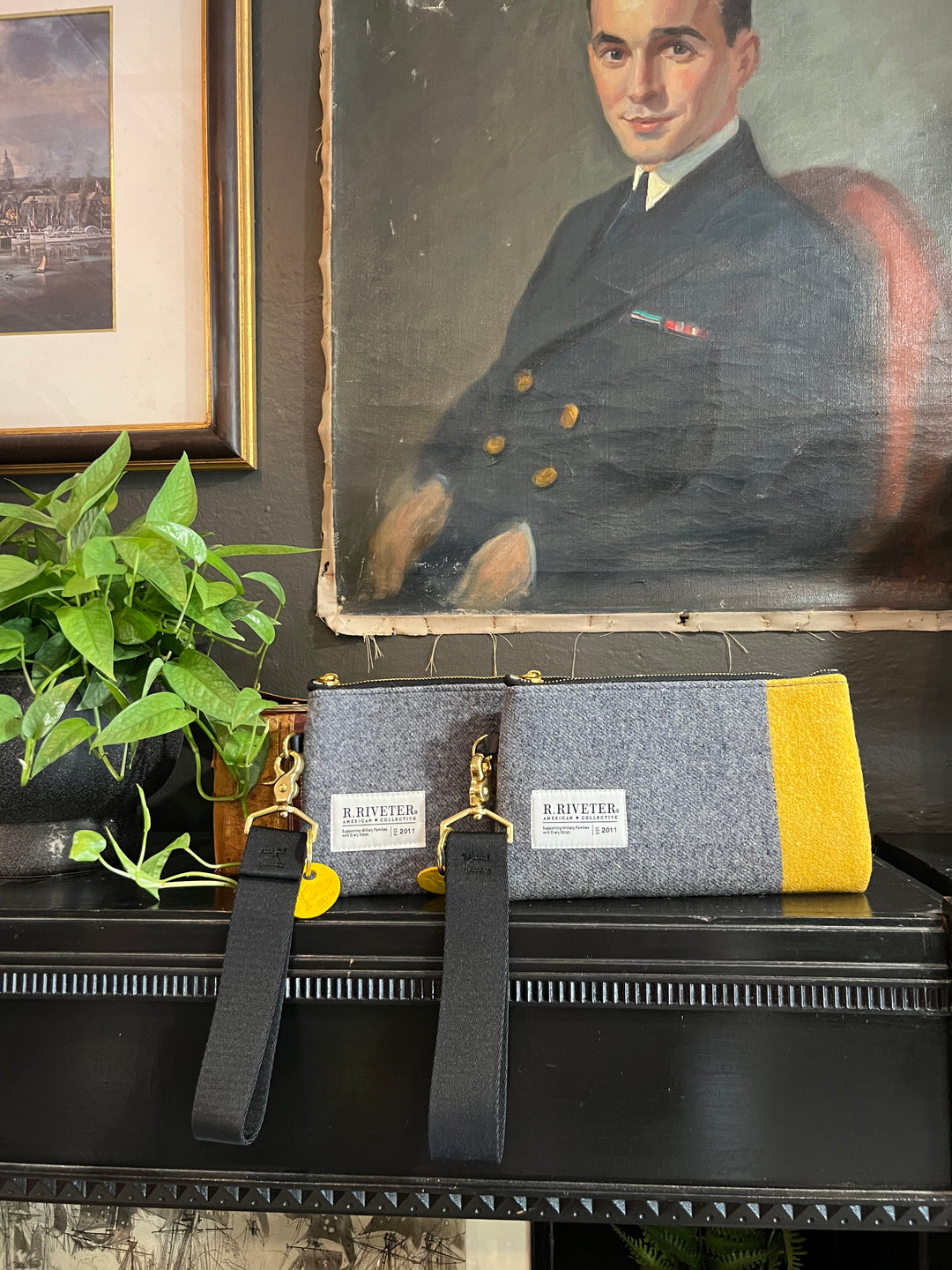 Zipper Pouch Wristlet | Limited Edition USMA Grey Uniform with Yellow Stripe
