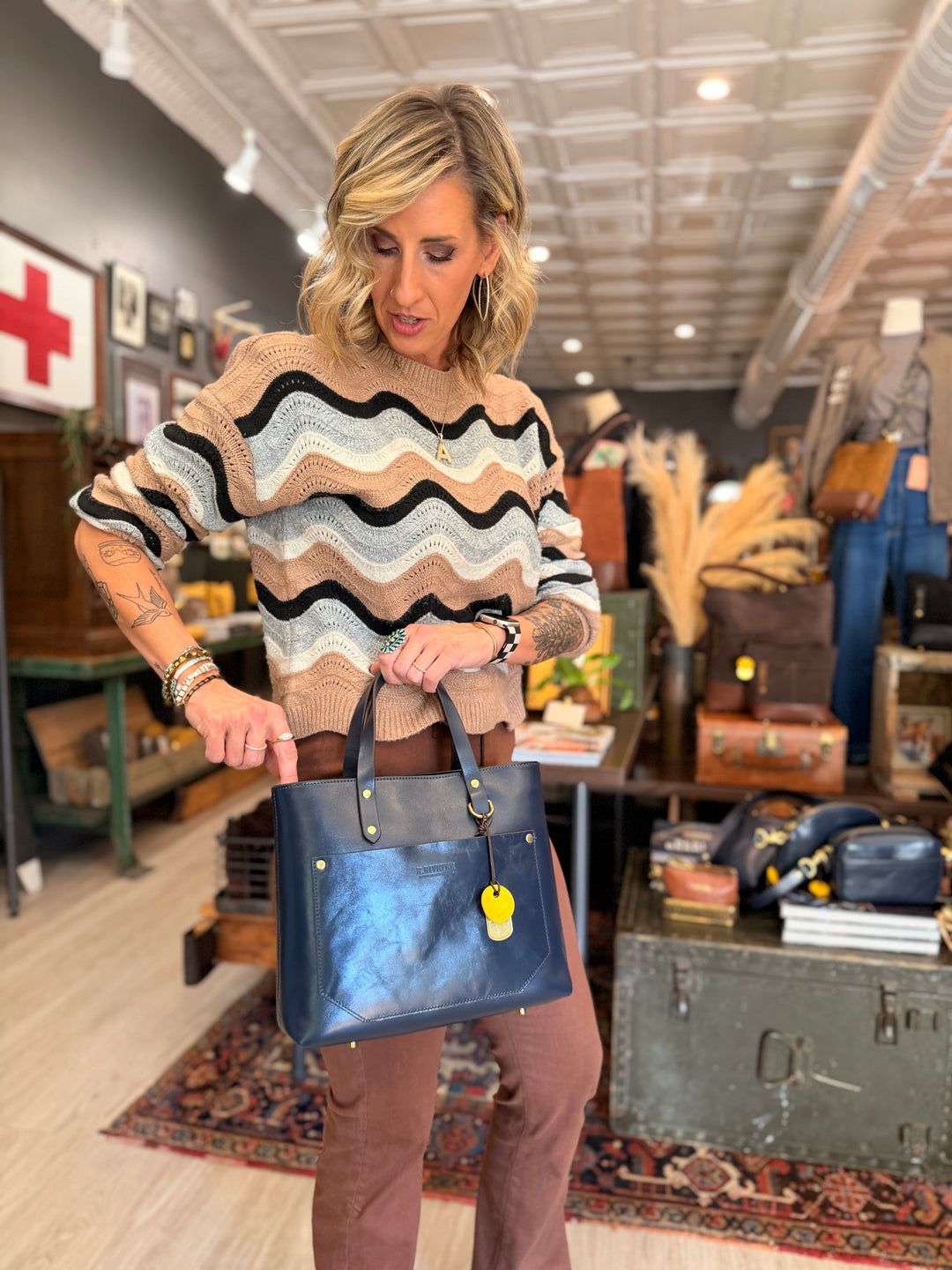 Marcy | Inkwell Blue Leather