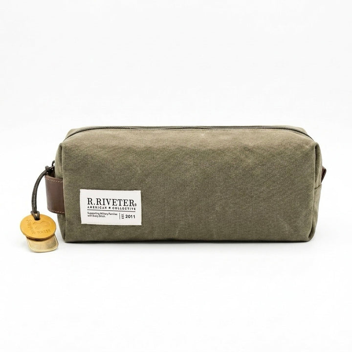 Men's Dopp Kit | Fatigue Waxed Canvas + Brown Leather