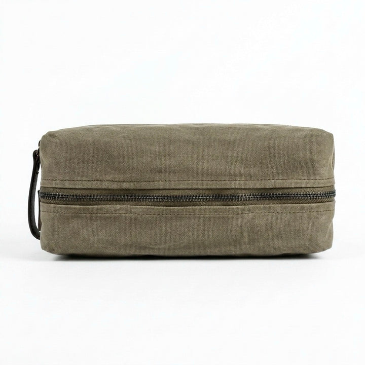 Men's Dopp Kit | Fatigue Waxed Canvas + Brown Leather