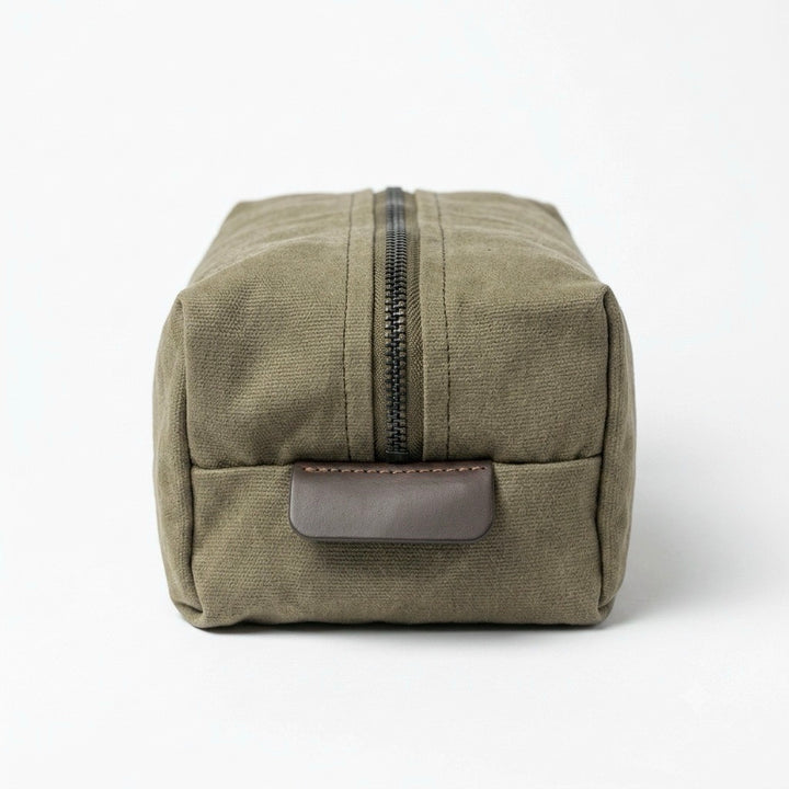 Men's Dopp Kit | Fatigue Waxed Canvas + Brown Leather