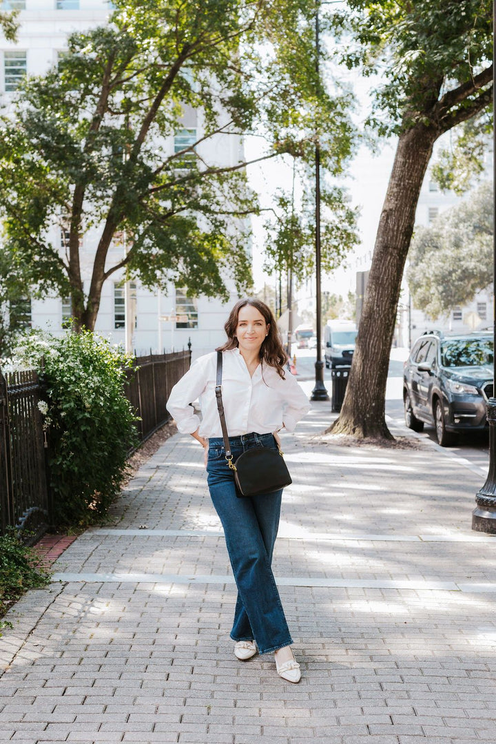 Hopper Crossbody Bag | Matte Black Leather