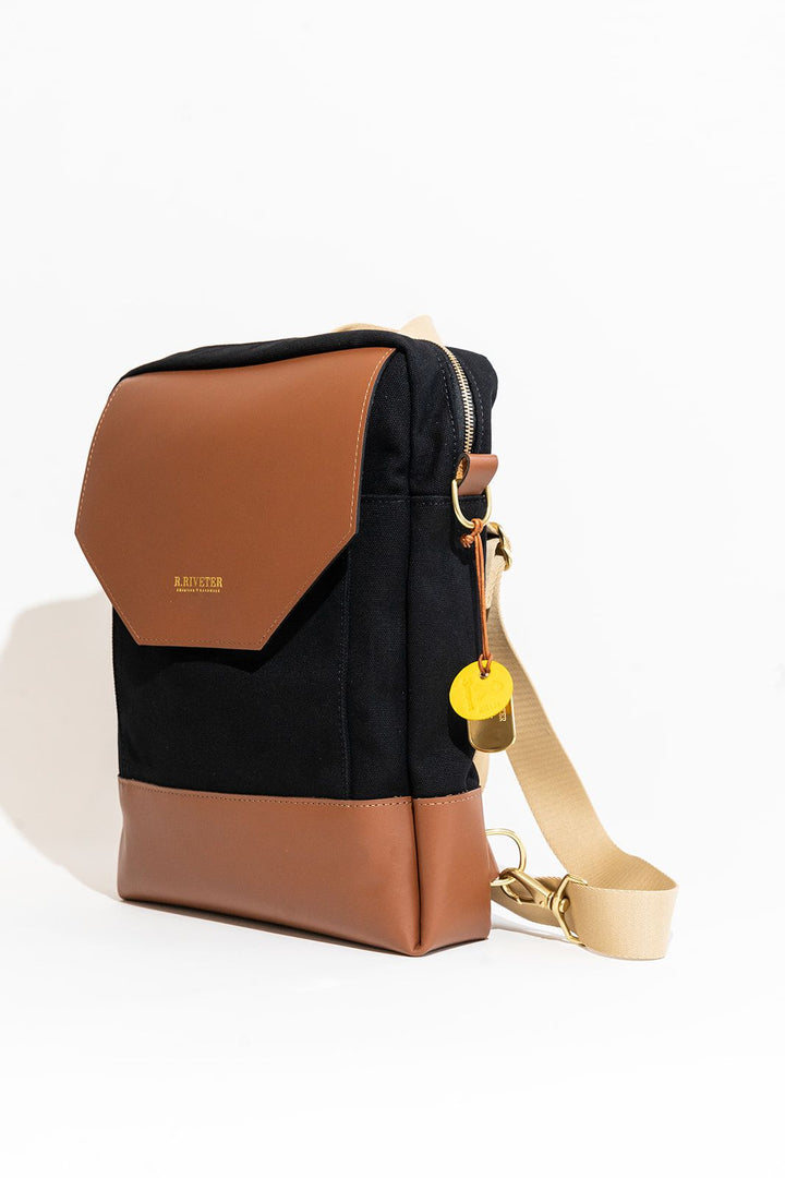Corbin | Signature Black Canvas + Tan Leather Backpack