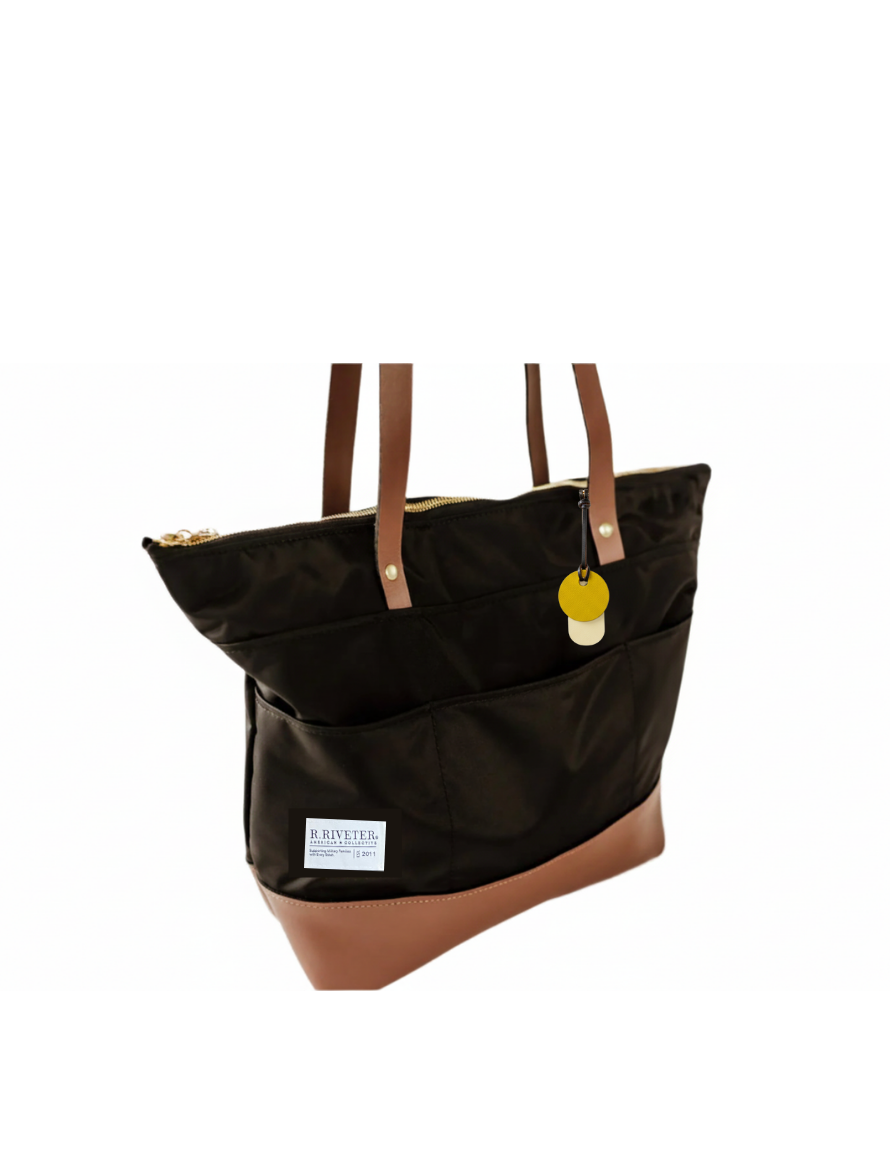 Harriet Tote Bag | Black Nylon + Brown Leather