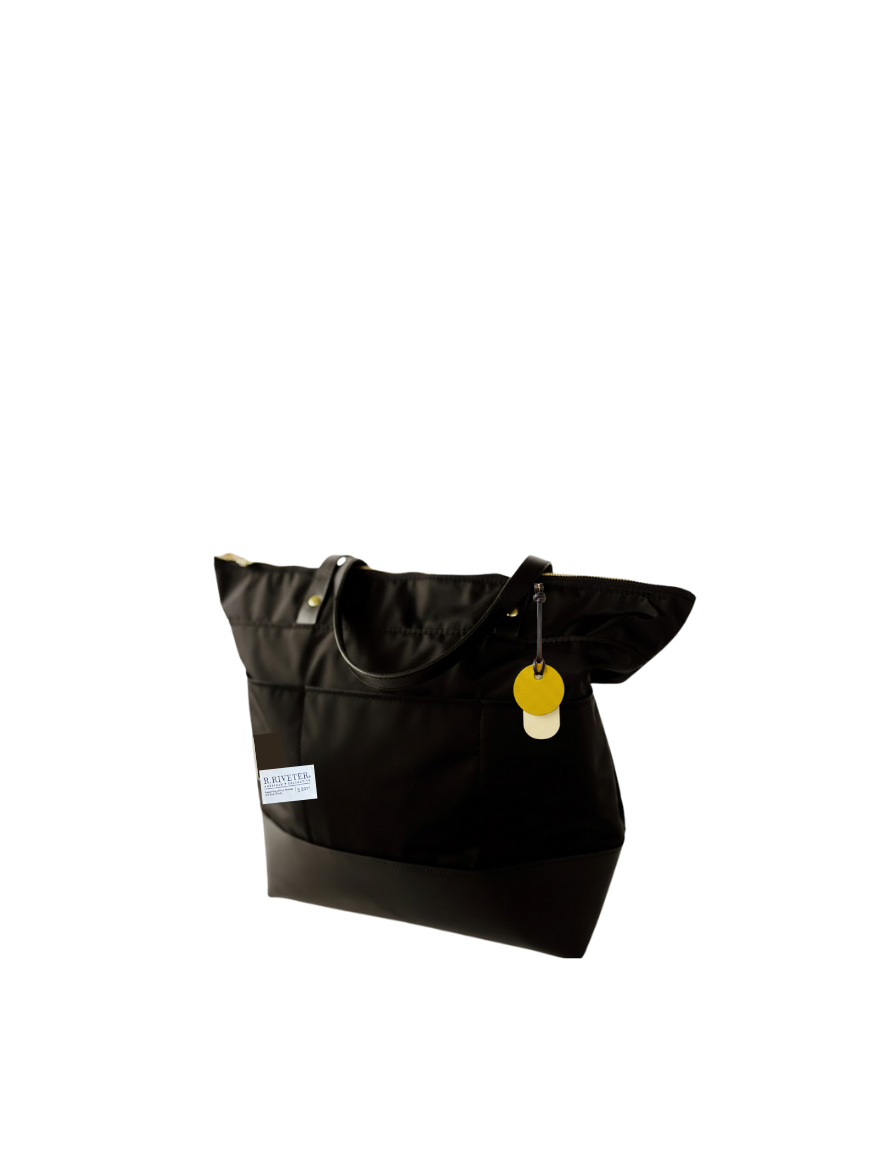 Harriet Tote Bag | Black Nylon + Black Leather