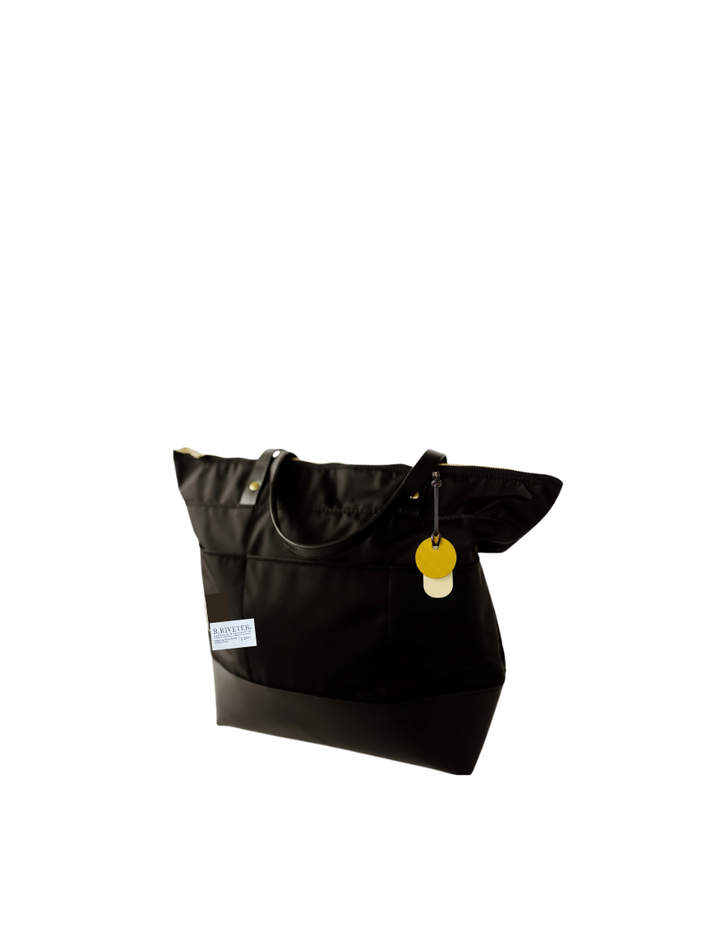 Harriet Tote Bag | Black Nylon + Black Leather