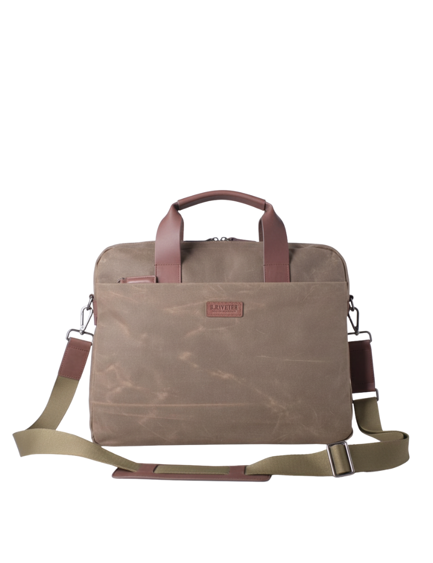 Normandy Men's Briefcase | Fatigue Waxed Canvas – R. Riveter
