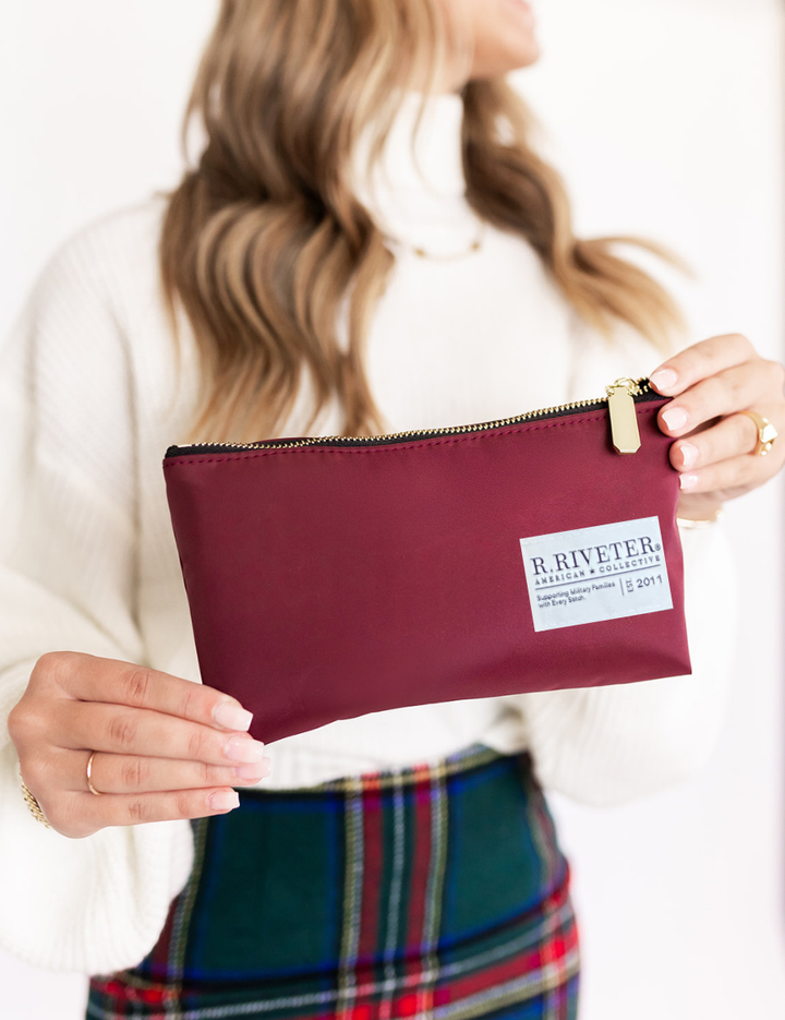 Lucy Zipper Pouch | Wine Nylon