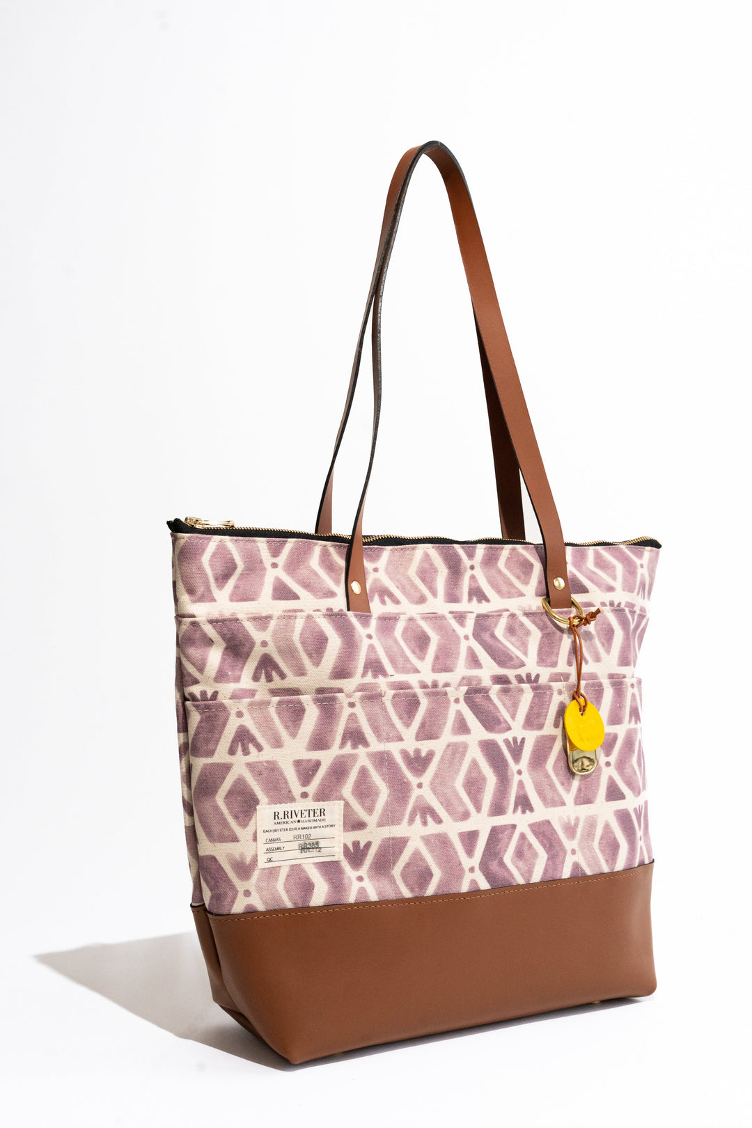 Harriet | Purple Geo Print + Tan Leather