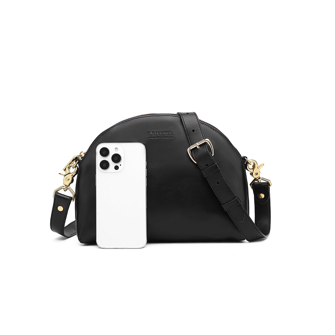 Hopper Crossbody Bag | Matte Black Leather