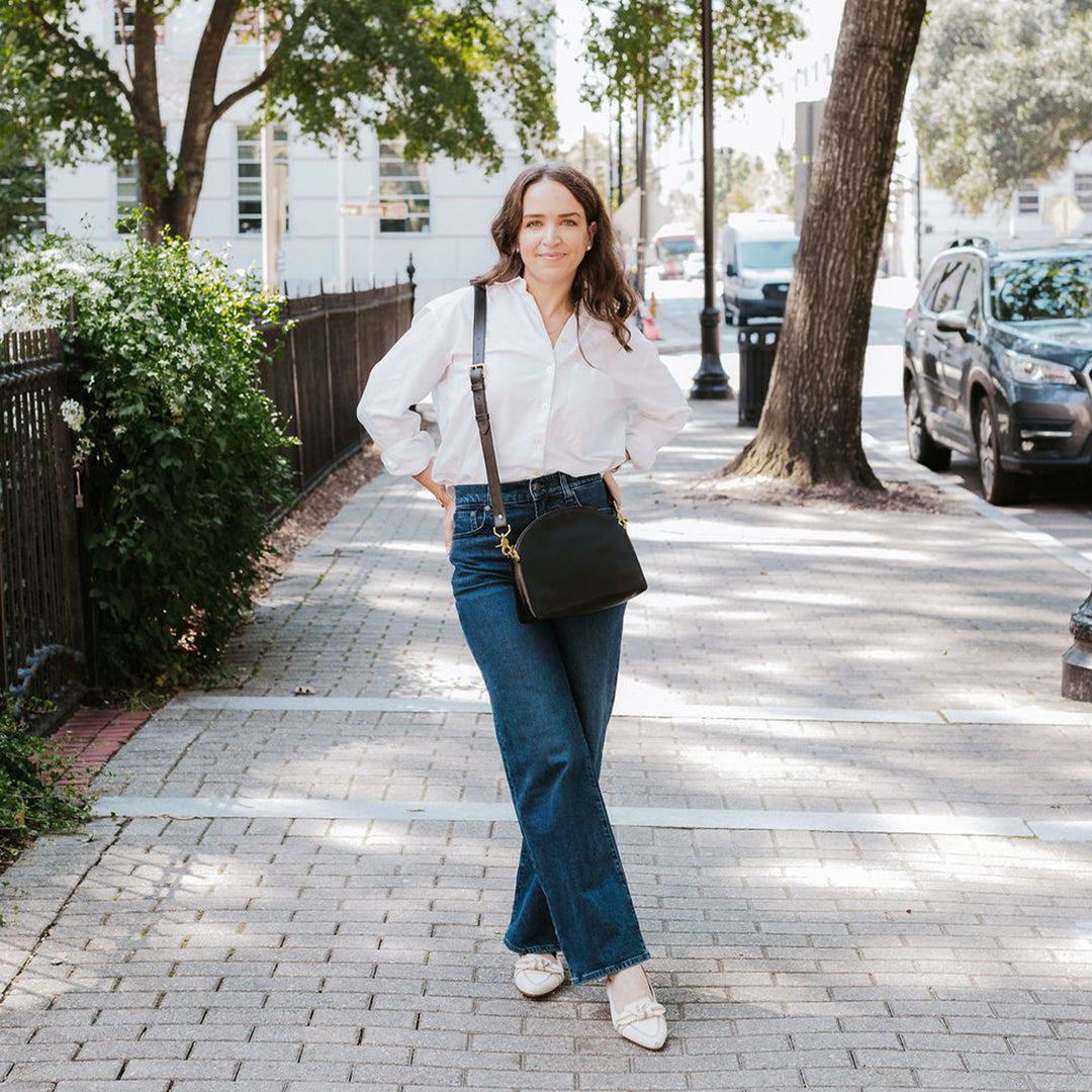 Hopper Crossbody Bag | Matte Black Leather
