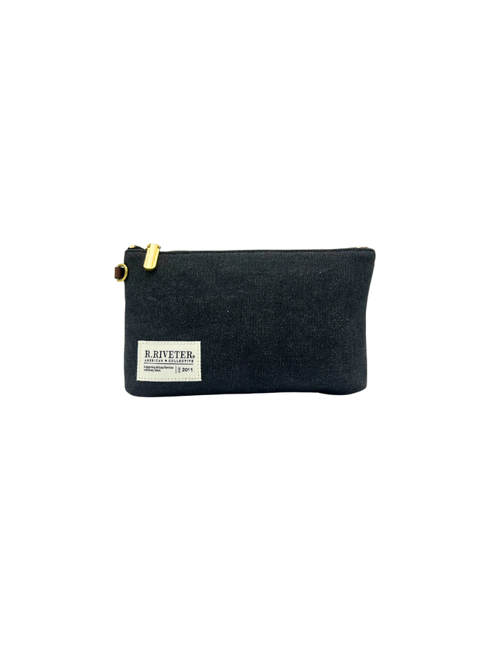 Lucy Large Zipper Pouch | Black Washed Canvas