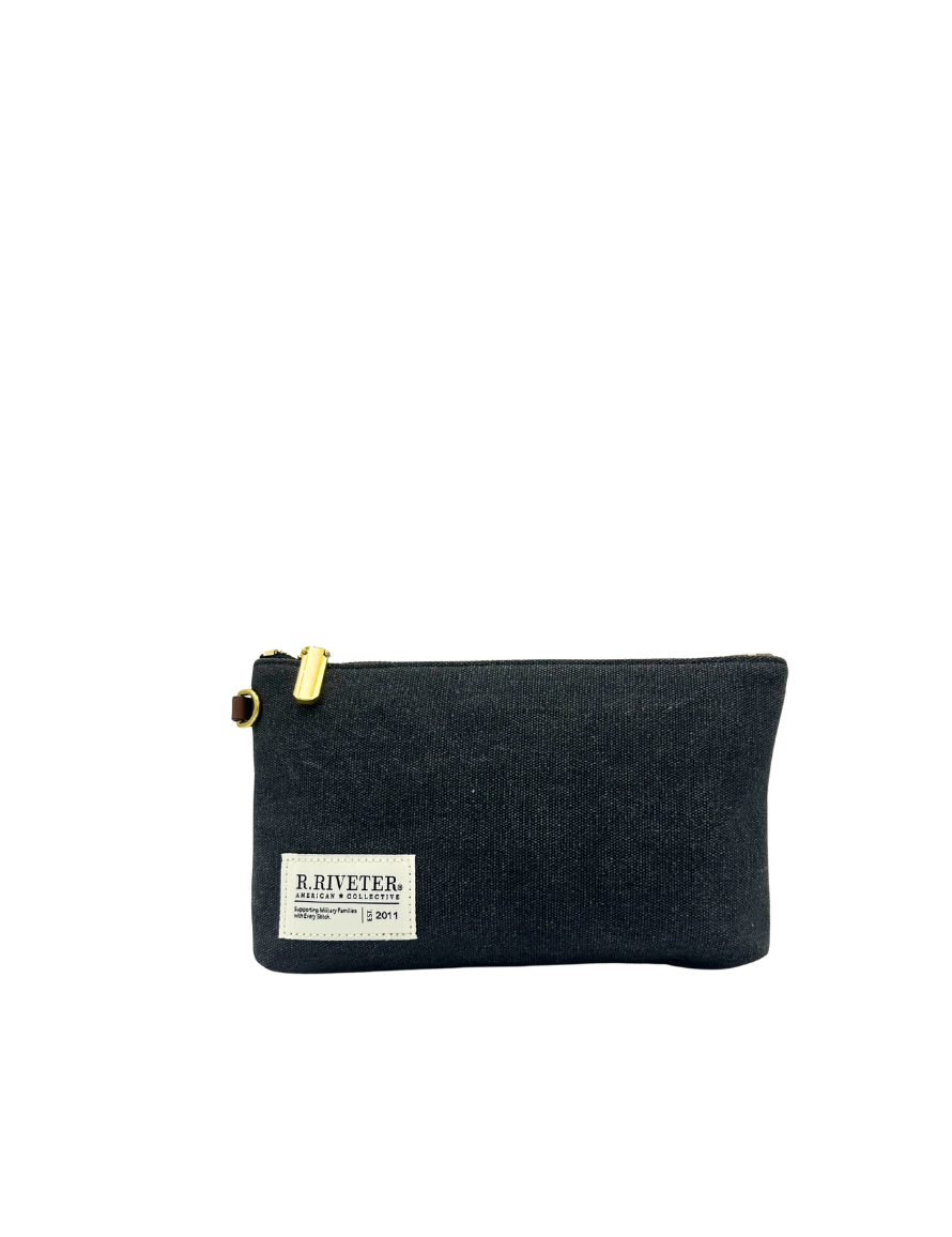 Lucy Large Zipper Pouch | Black Washed Canvas