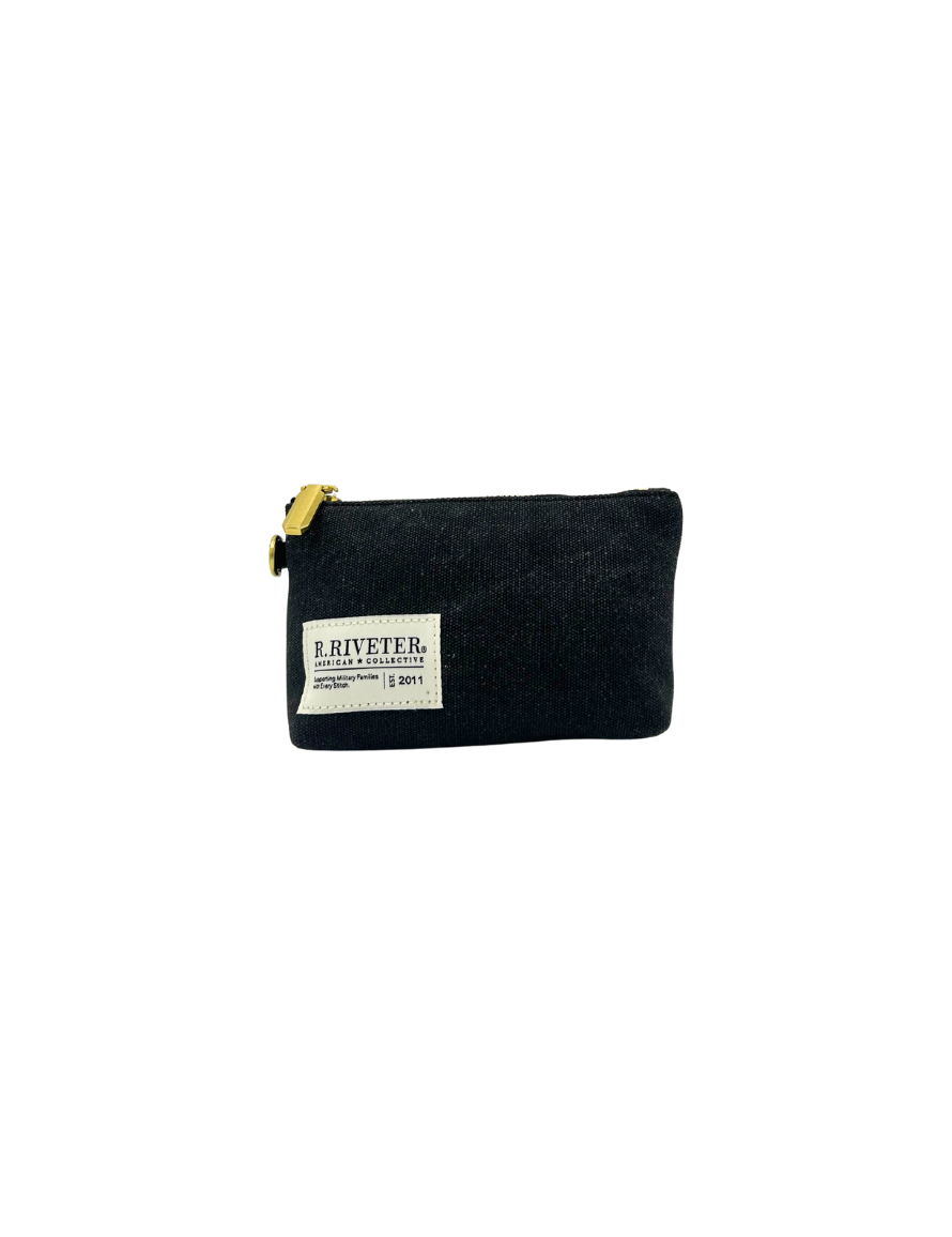 Lucy Mini Zipper Pouch | Black Washed Canvas