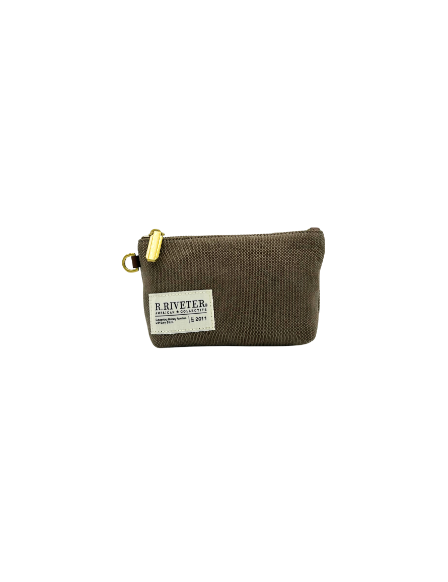 Lucy Mini Zipper Pouch | Chocolate Washed Canvas