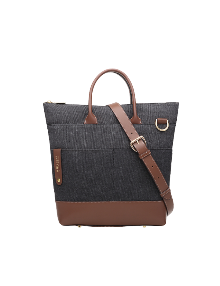 Otto Tote | Black Washed Canvas + Brown Leather