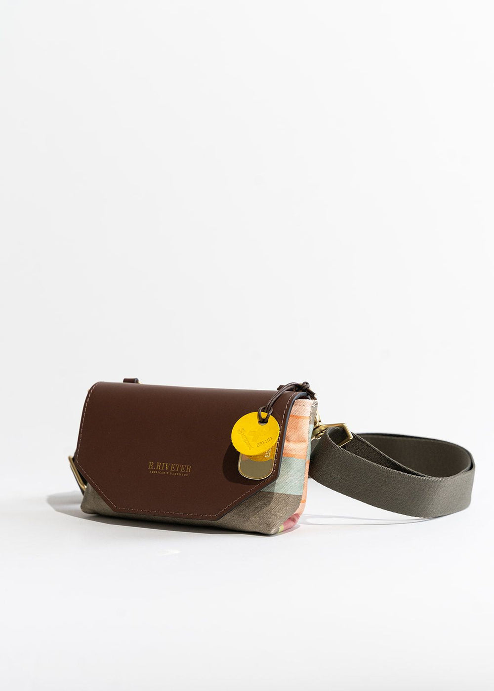 Whittle | Sunset Stripe Printed Canvas + Brown Leather W/ Fatigue Webbed Strap