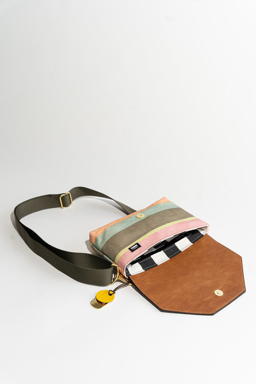 Patton | Sunset Stripe Printed Canvas + Brown Leather W/ Fatigue Webbed Strap