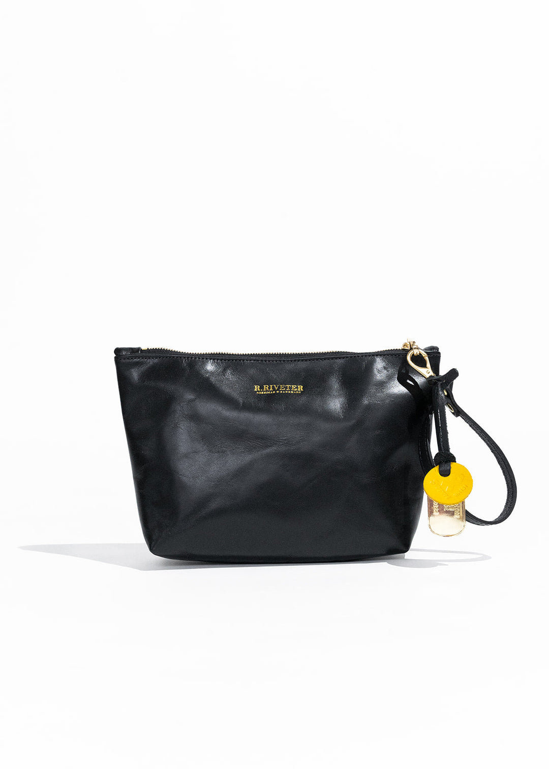 Naomi | Space Black Leather Zipper Clutch