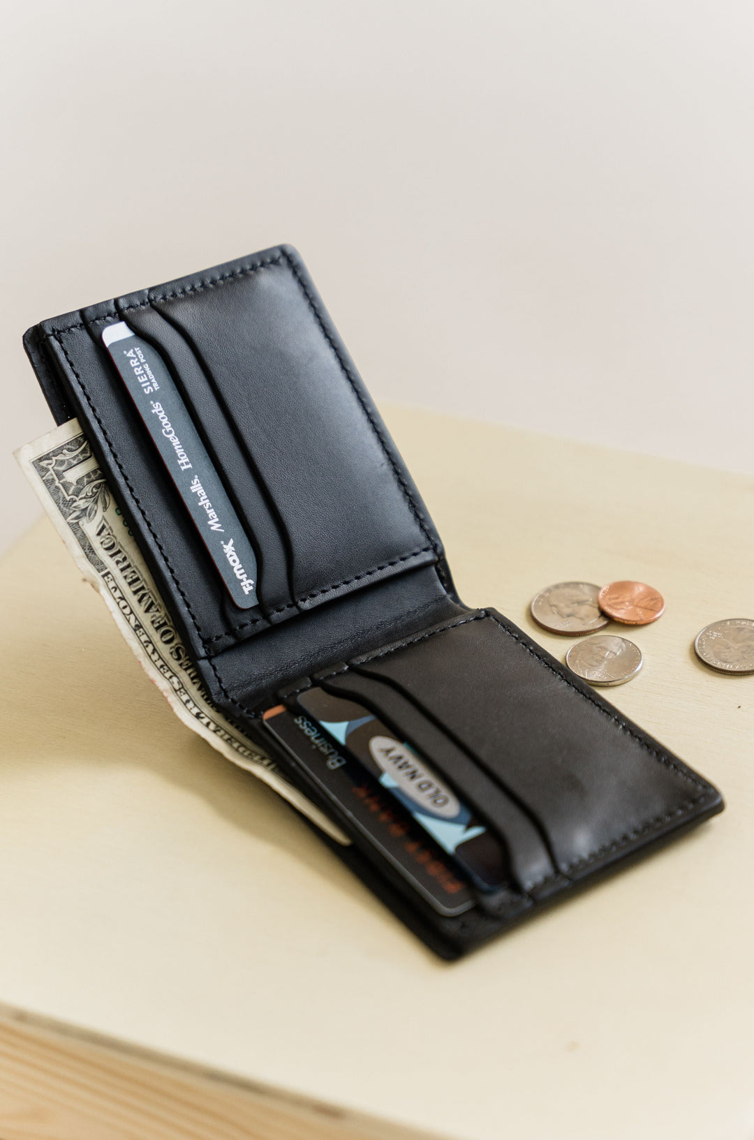 Black Leather Signature Bifold Wallet