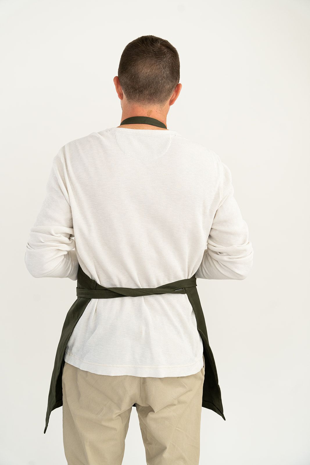 Riveter Made Apron | Fatigue + Brown Leather