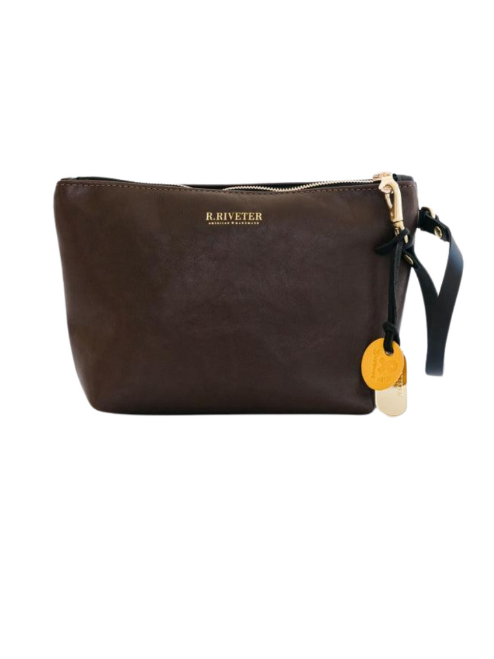 Naomi | Signature Brown Leather Zipper Clutch