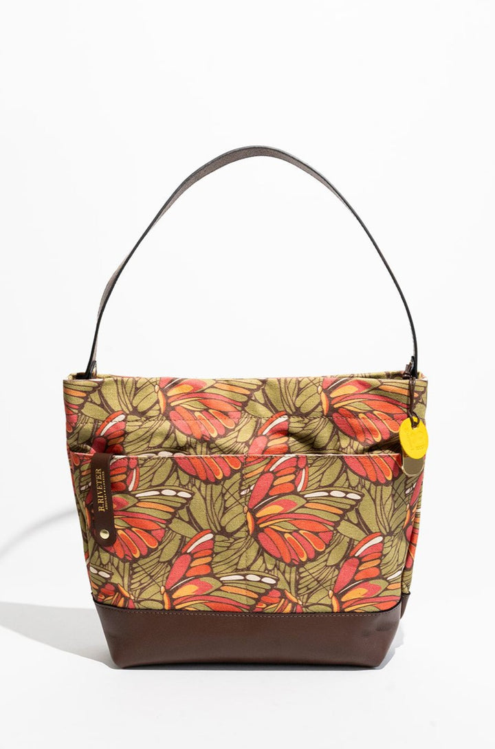 Sophia | Butterfly Print + Brown Leather