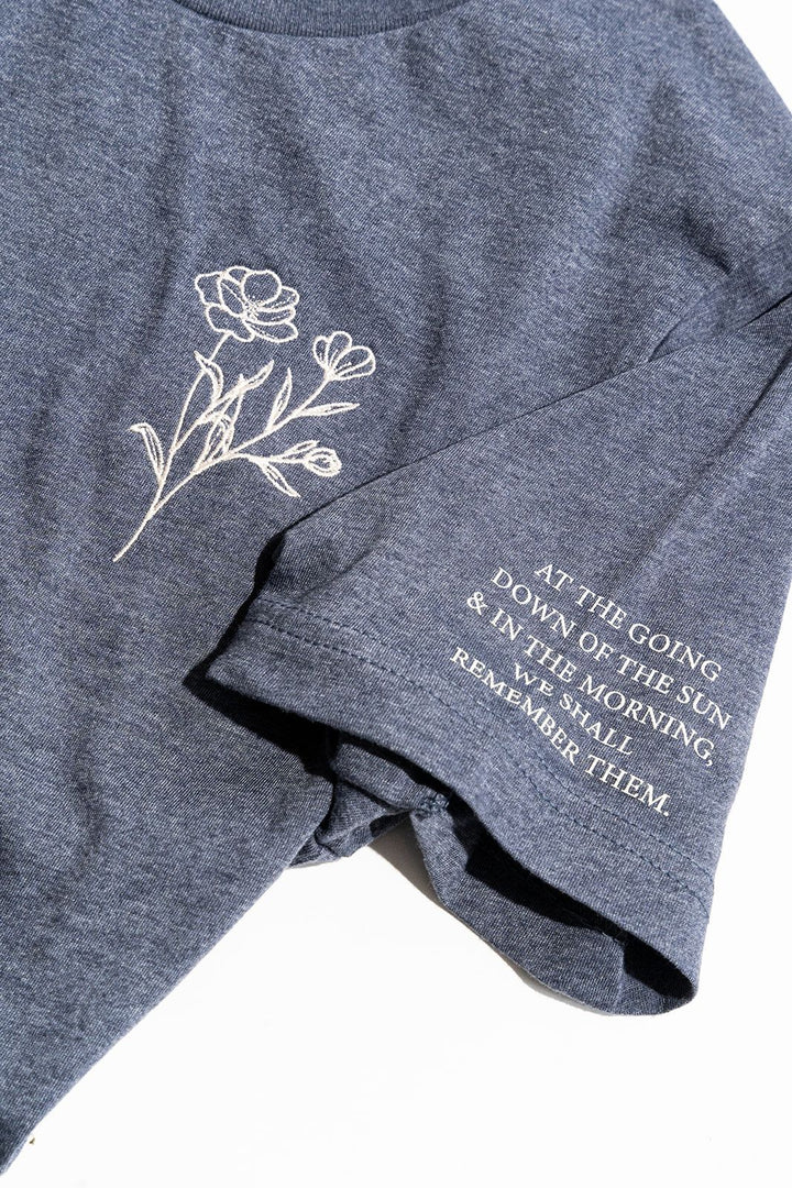Unisex T-Shirt | Navy Cotton Crewneck with Poppy Embroidery
