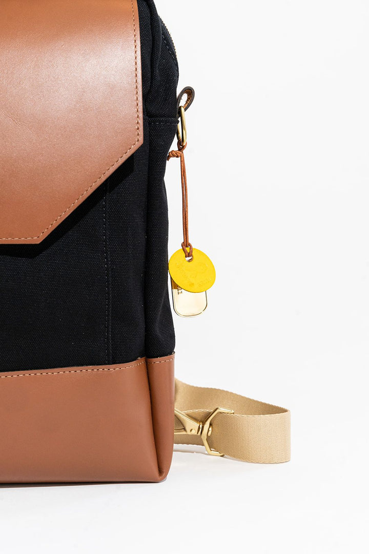 Corbin | Signature Black Canvas + Tan Leather Backpack