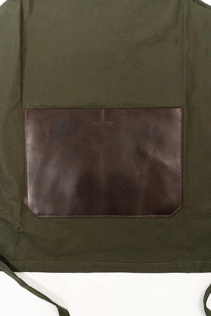 Riveter Made Apron | Fatigue + Brown Leather