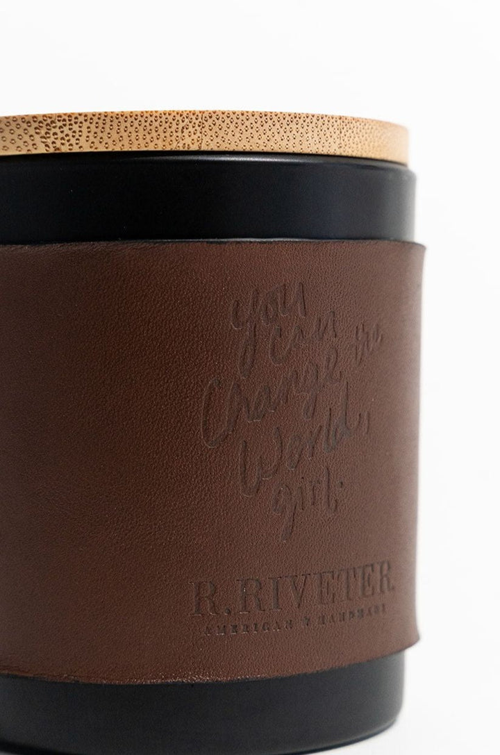 Riveter Made Candle | Winter Wonderland + Leather Candle Wrap