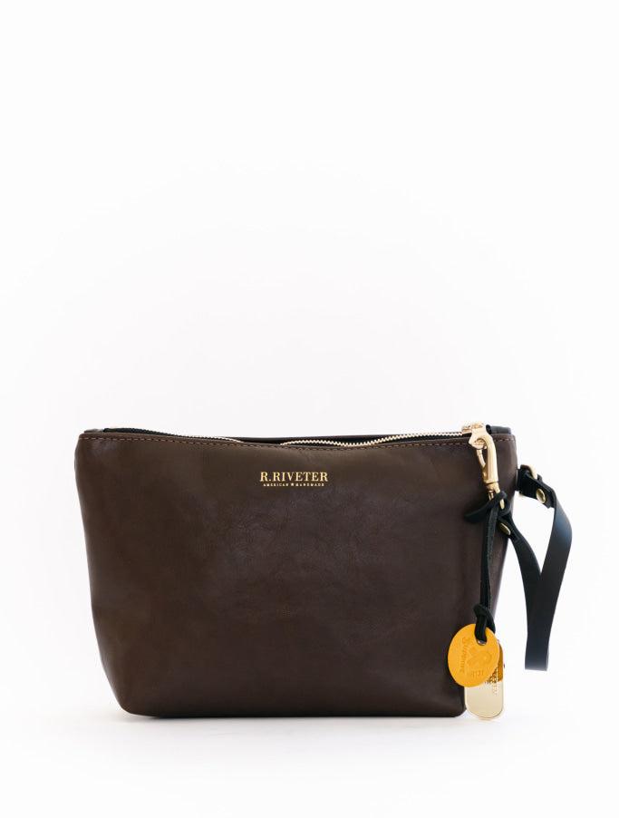Naomi | Signature Brown Leather Zipper Clutch