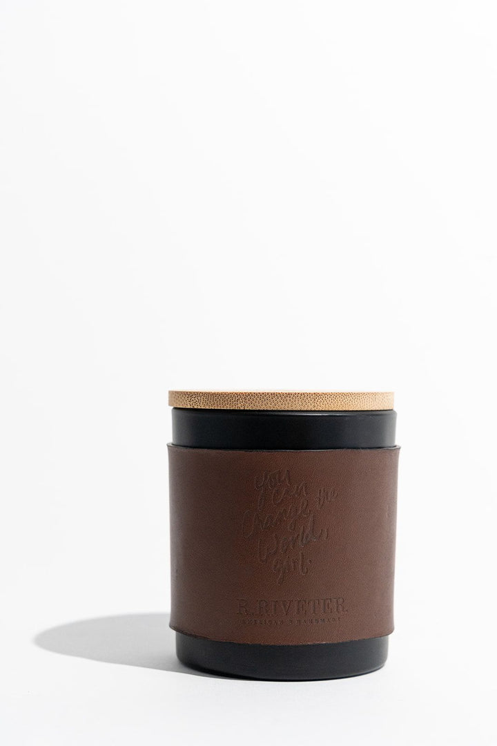 Riveter Made Candle | Winter Wonderland + Leather Candle Wrap
