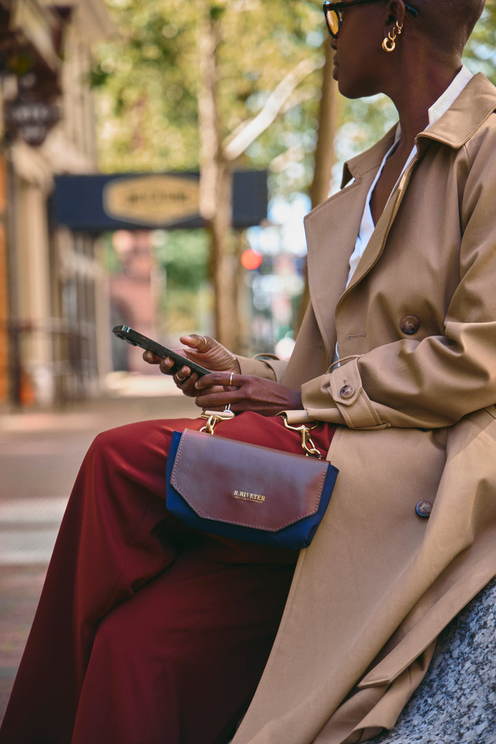 Whittle | Navy Nylon + Brown Leather