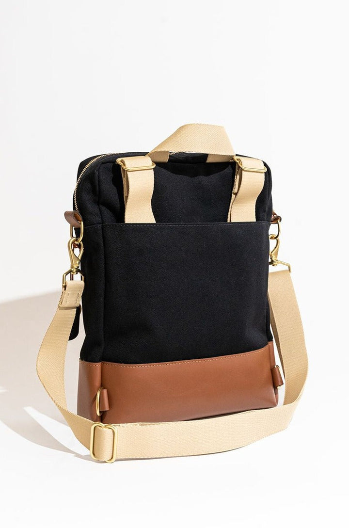 Corbin | Signature Black Canvas + Tan Leather Backpack