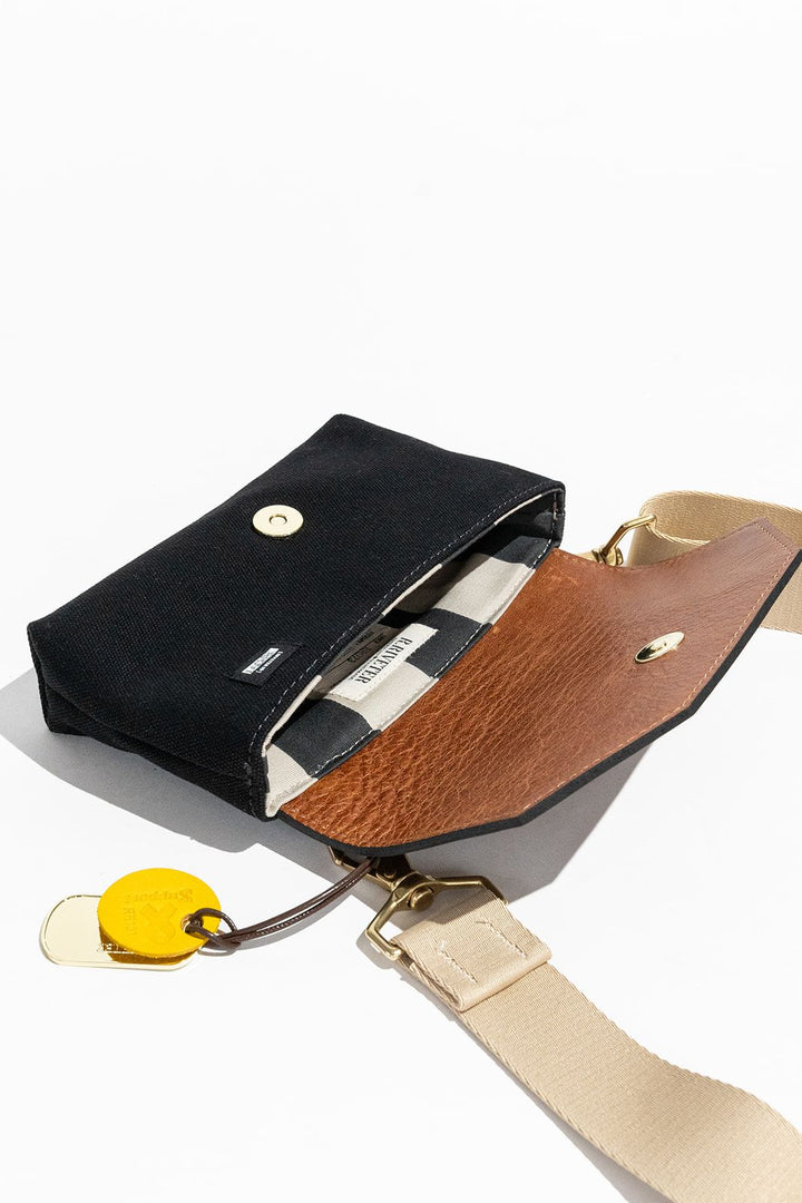 Whittle | Signature Black Canvas + Brown Leather with Webbed Crossbody Strap