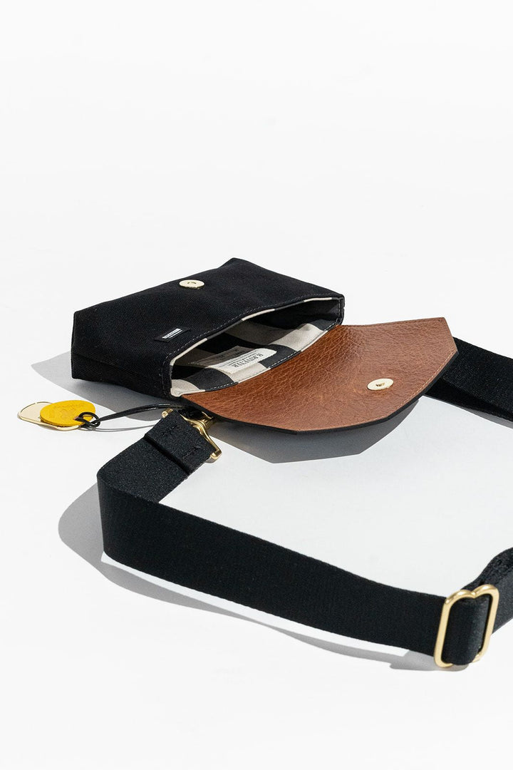 Whittle | Signature Black Canvas + Black Leather with Webbed Crossbody Strap