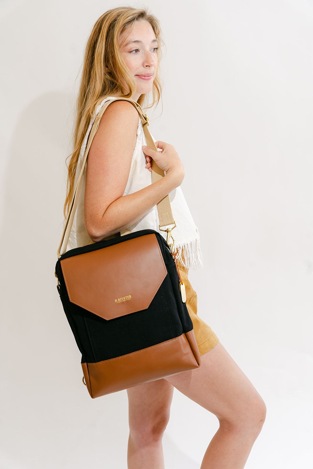 Corbin | Signature Black Canvas + Tan Leather Backpack