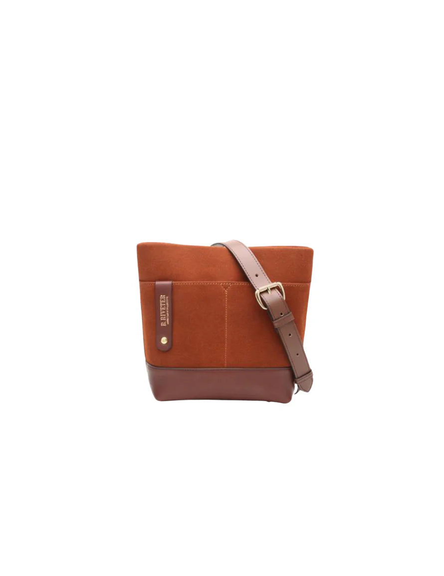 Betsy Bucket Bag | Rust Suede + Brown