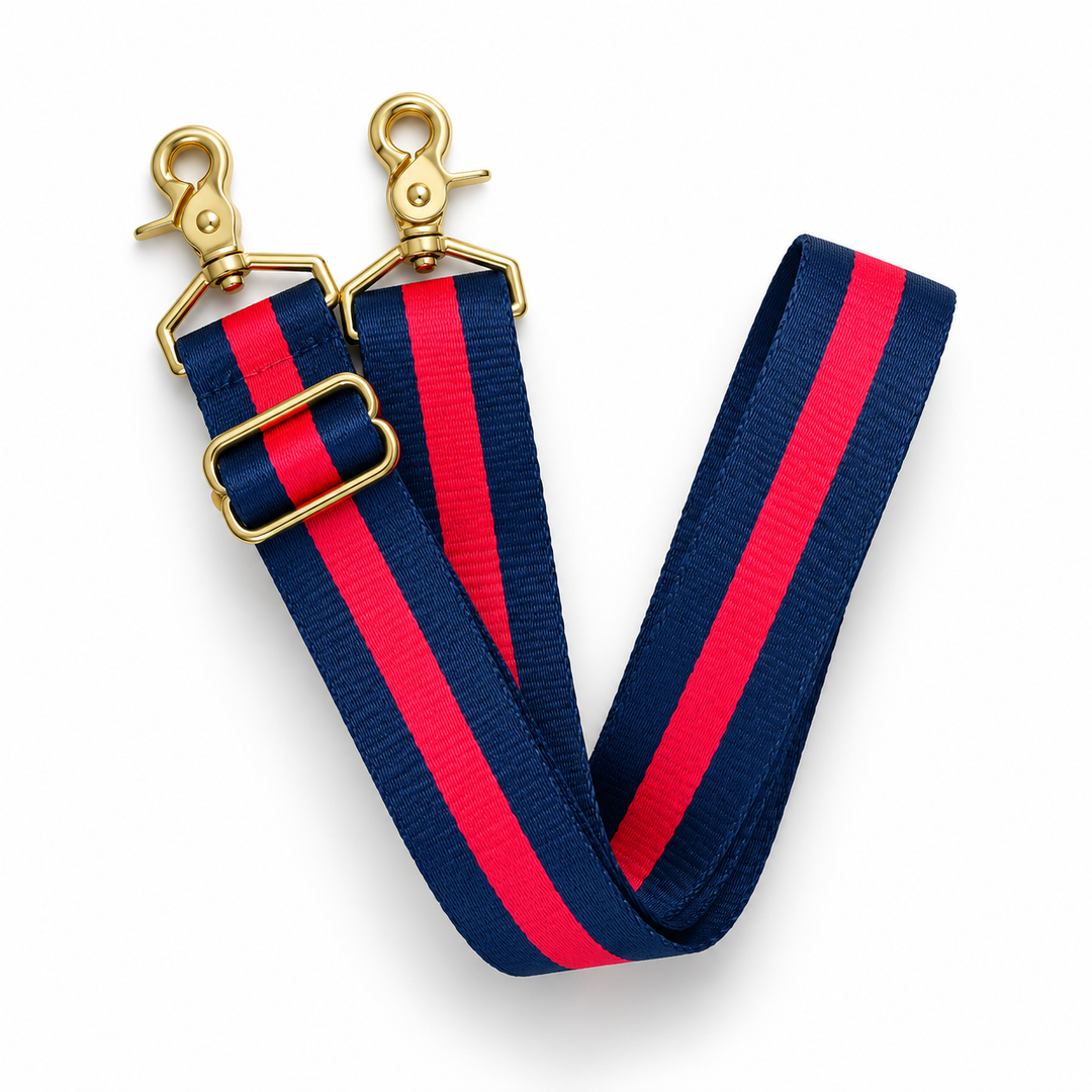 Guitar Strap | Navy + Red Stripe