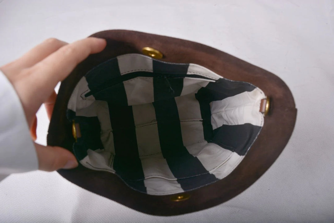 Betsy Bucket Bag | Coffee Suede + Brown