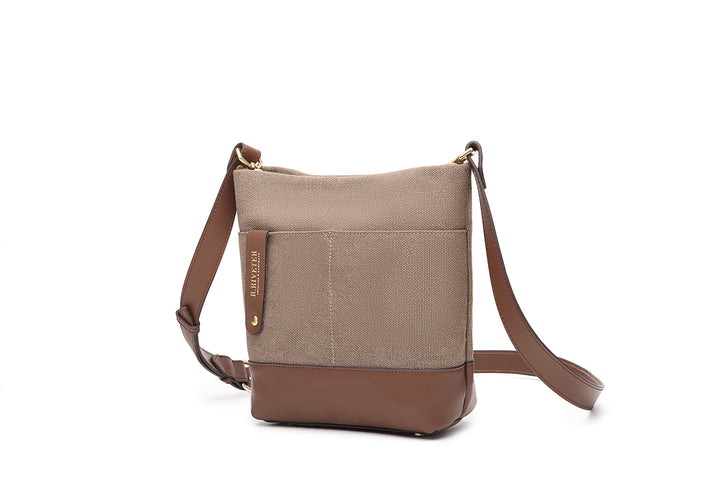 Betsy Bucket Bag | Chocolate Washed Canvas + Brown Leather