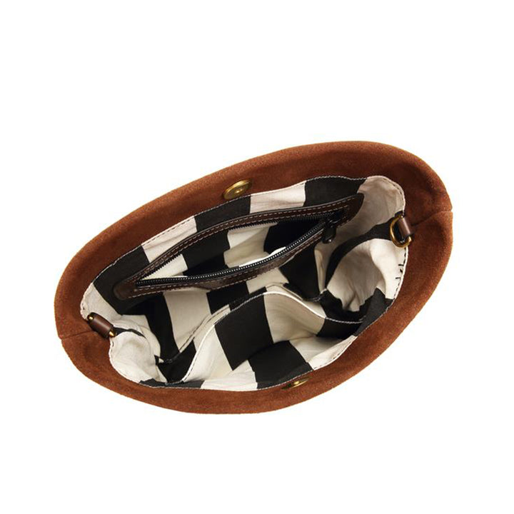 Betsy Bucket Bag | Black Washed Canvas + Brown Leather