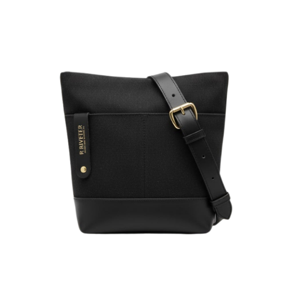 Betsy Bucket Bag | Black Washed Canvas + Black Leather – R. Riveter