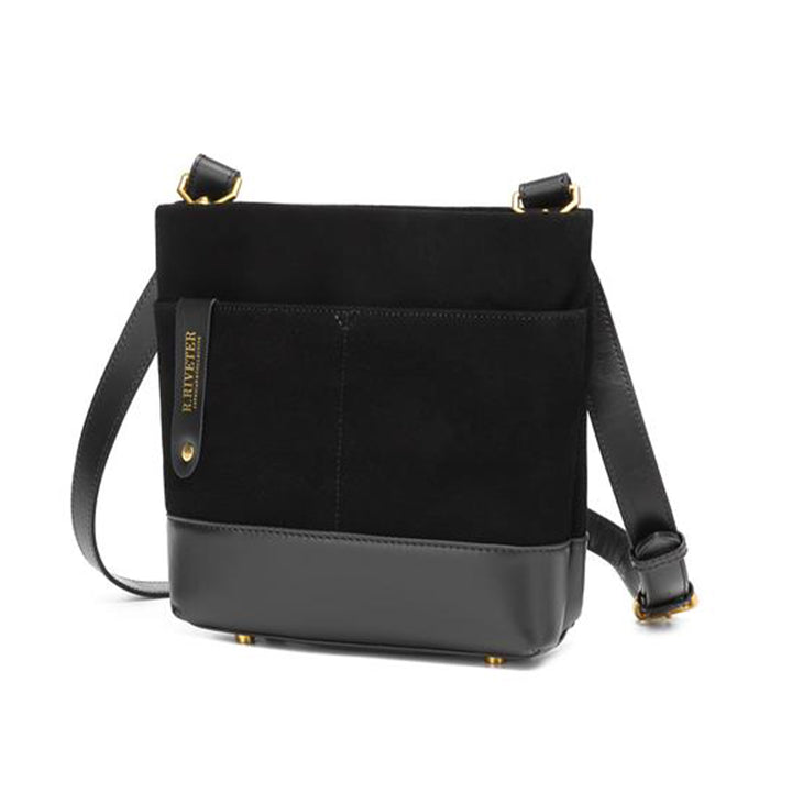 Betsy Bucket Bag | Black Suede + Black